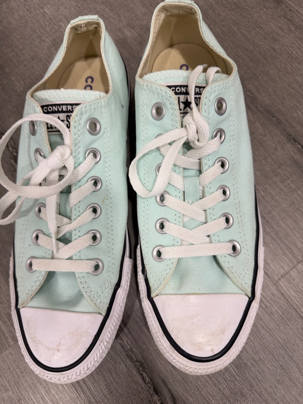 Converse Kids Mint Green Low Top Canvas Sneakers with White Laces